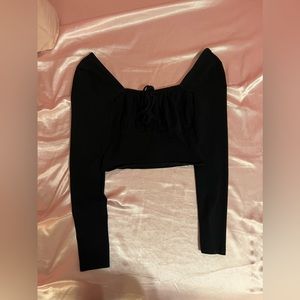 ASOS Small Black Tie Scoop Neck Crop Top (Lightly Worn)